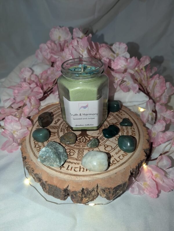 Truth & Harmony Candle Jar - Amazonite, Seaweed & Juniper - Image 2