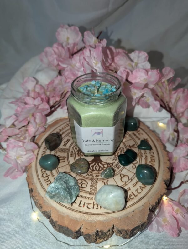 Truth & Harmony Candle Jar - Amazonite, Seaweed & Juniper - Image 3