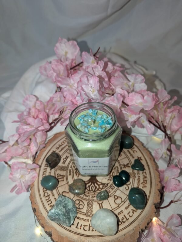 Truth & Harmony Candle Jar - Amazonite, Seaweed & Juniper - Image 4