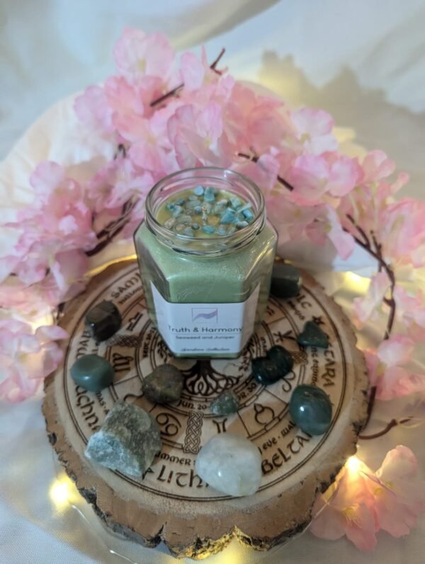 Truth & Harmony Candle Jar - Amazonite, Seaweed & Juniper - Image 5