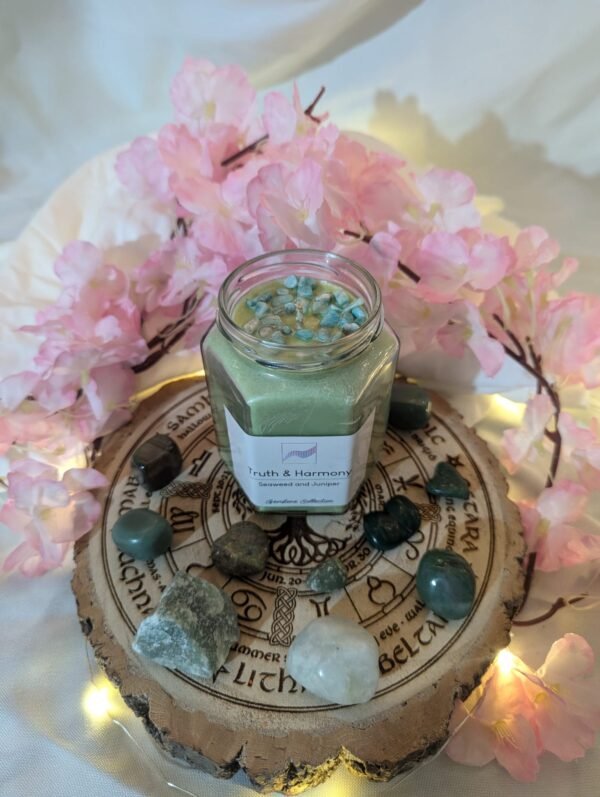 Truth & Harmony Candle Jar - Amazonite, Seaweed & Juniper - Image 7