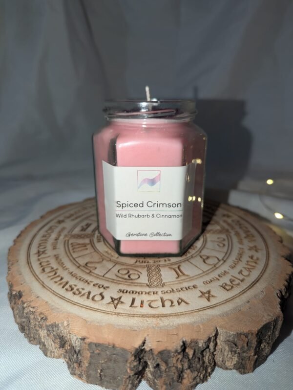 Spiced Crimson Candle Jar – Amethyst, Rhubarb & Cinnamon - Image 8