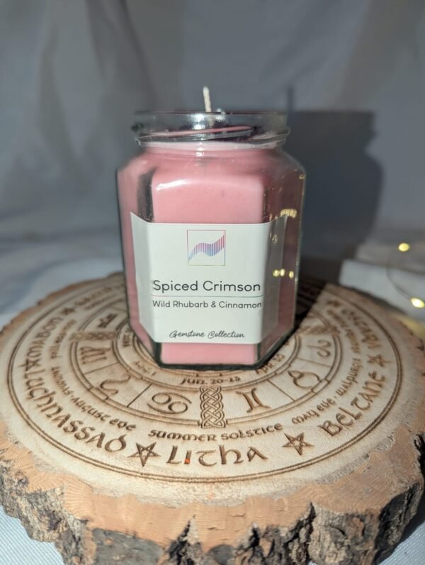 Spiced Crimson Candle Jar – Amethyst, Rhubarb & Cinnamon - Image 9