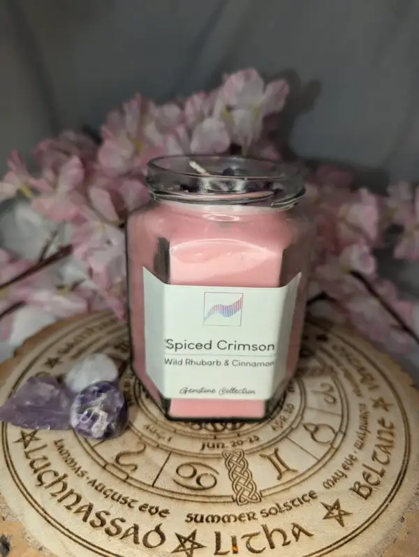 Spiced Crimson Candle Jar – Amethyst, Rhubarb & Cinnamon - Image 11