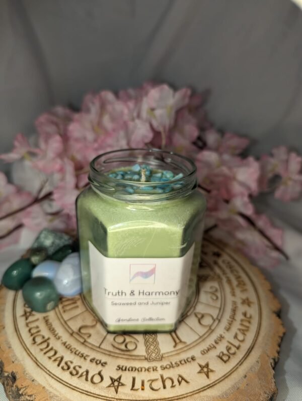 Truth & Harmony Candle Jar - Amazonite, Seaweed & Juniper - Image 11