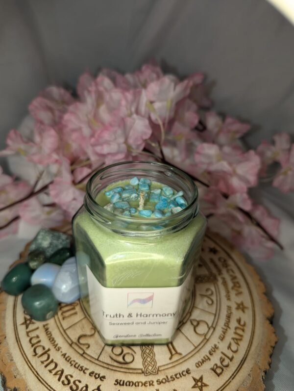 Truth & Harmony Candle Jar - Amazonite, Seaweed & Juniper - Image 12