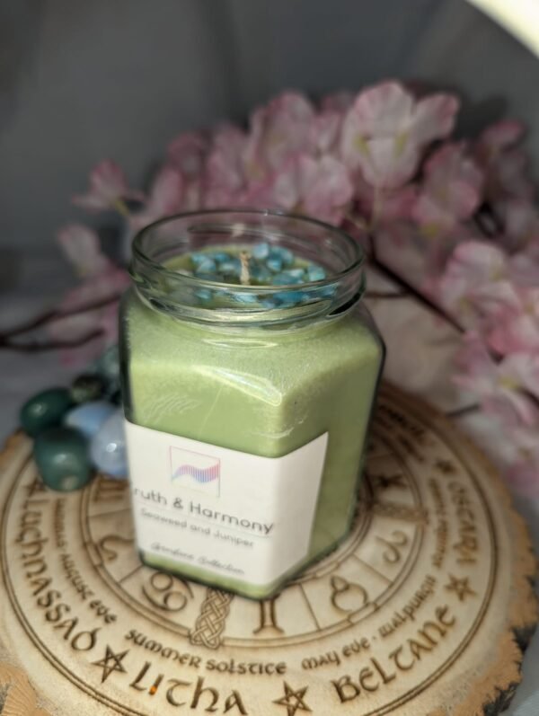 Truth & Harmony Candle Jar - Amazonite, Seaweed & Juniper - Image 14