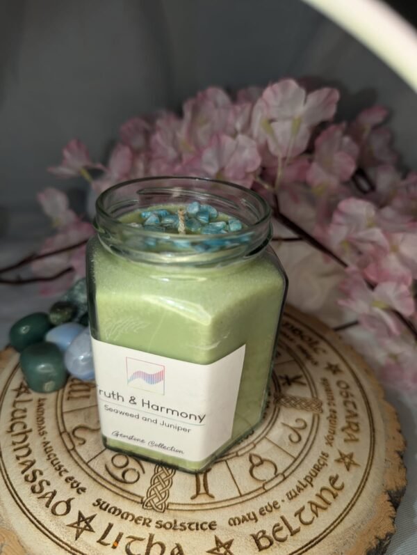 Truth & Harmony Candle Jar - Amazonite, Seaweed & Juniper - Image 15